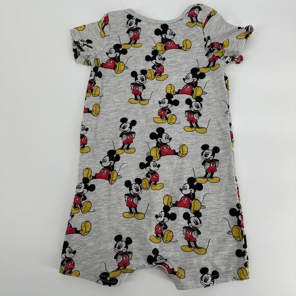 Disney Baby Mikey Mouse Short Sleeve Snap Grey Romper 18 Months - Picture 2 of 6